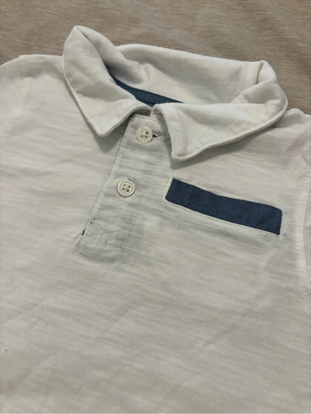 Cat & Jack White Polo with Navy Pocket Trim